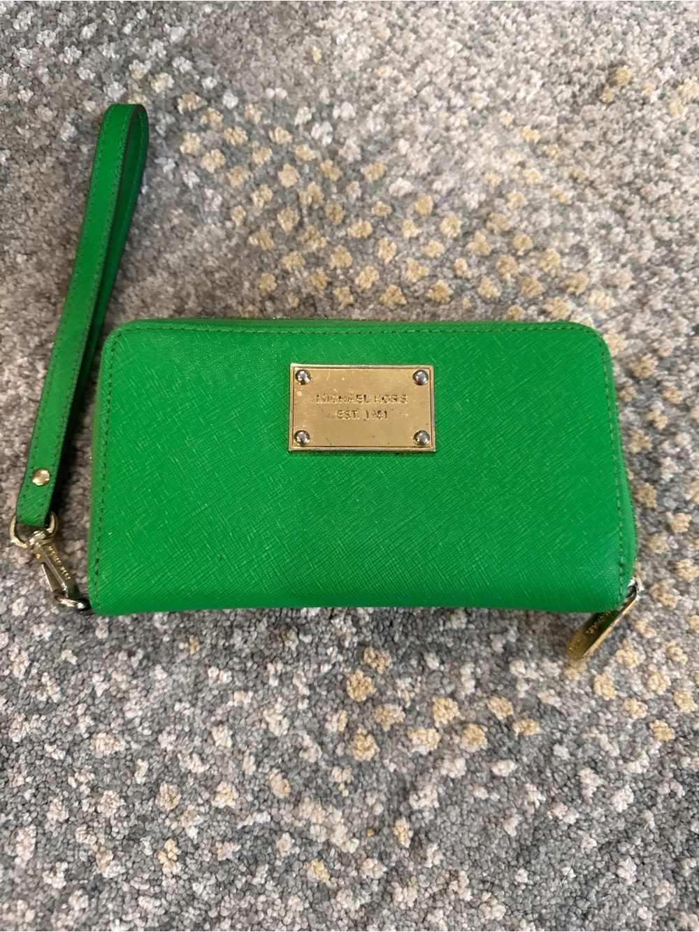 Michael Kors Green Zip-Around Wristlet Wallet